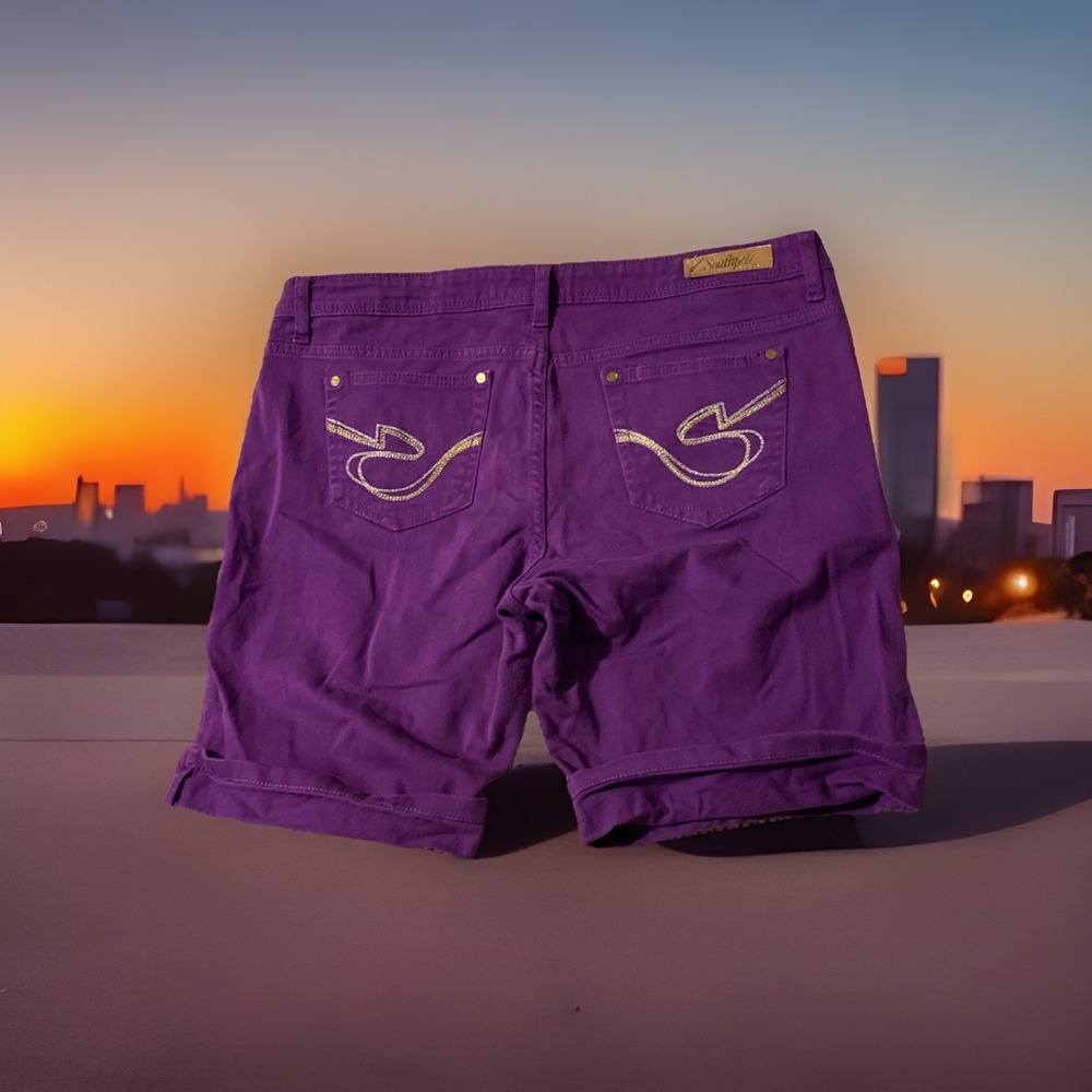 SOUTHPOLE JEAN SHORTS WOMENS SIZE 17 PURPLE Y2K 2000s - Picture 1 of 5